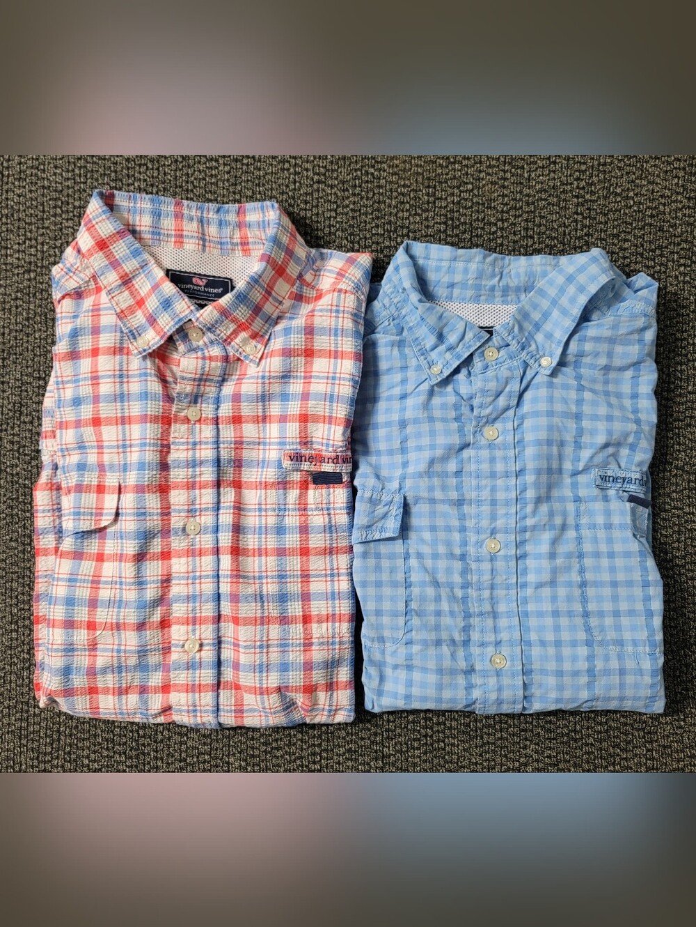 Lot Of 2 Vineyard Vines Performance Harbor Fishing Vented Plaid Shirts Men's 2XL